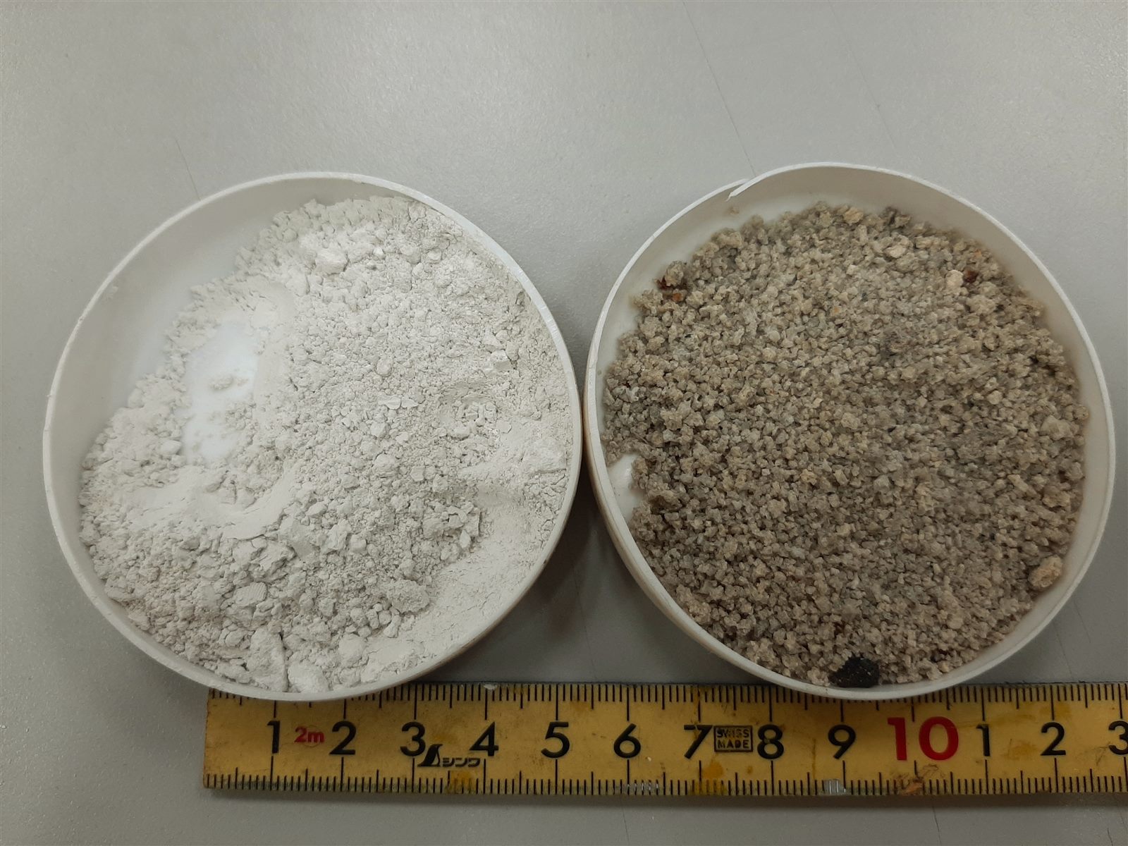 Samples of ground granulated blast furnace slag